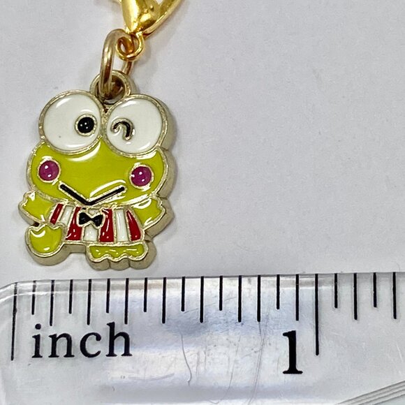 Hello Kitty Keroppi Frog Charm Clip On Zipper Pull Bag Purse Enamel Gold Tone - Picture 6 of 7